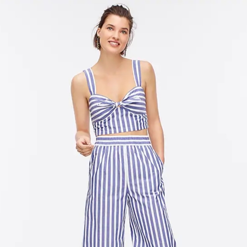 J.Crew twist-front striped crop top size XL